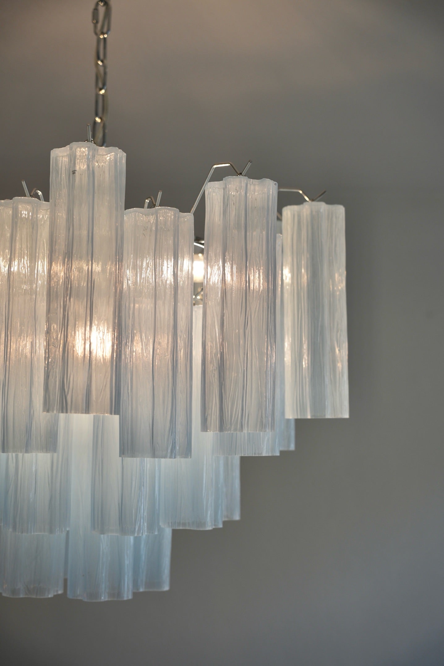 "Paris" Milky Blue Chandelier Silver