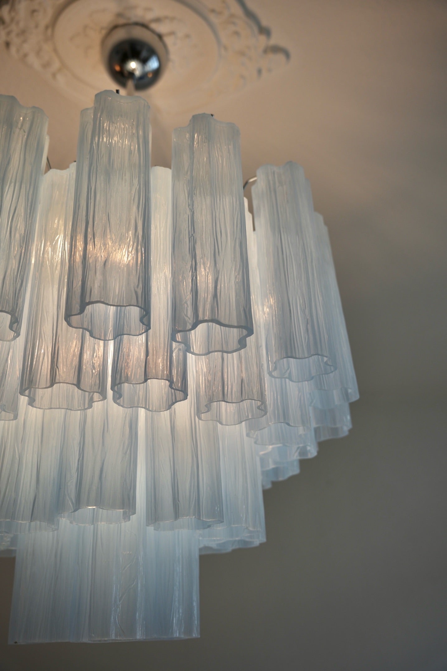 "Bordeaux" Milky Blue Chandelier Silver